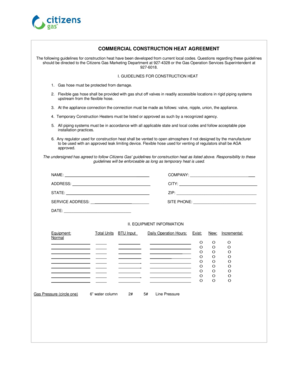 Commercial Construction Heat Agreement