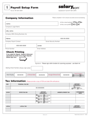Payroll Setup Form