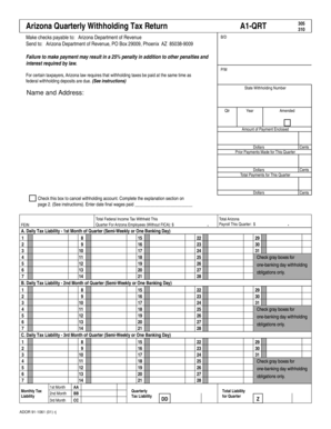 Arizona Quarterly Withholding Tax Return