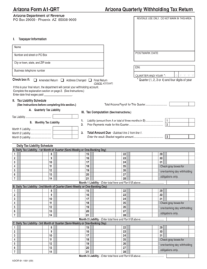Arizona Quarterly Withholding Tax Return