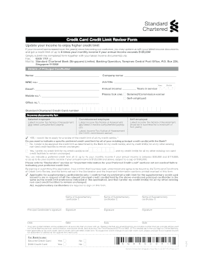 Standard Chartered Credit Card Credit Limit Review Form