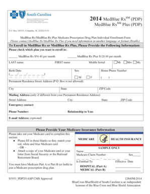 MedBlue Rx Medicare Prescription Drug Plan Enrollment Form