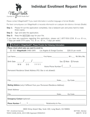 VillageHealth Medicare Advantage Enrollment Form