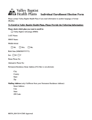 Valley Baptist Advantage Medicare Enrollment Form