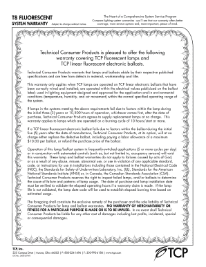 T8 Fluorescent System Warranty Registration Form