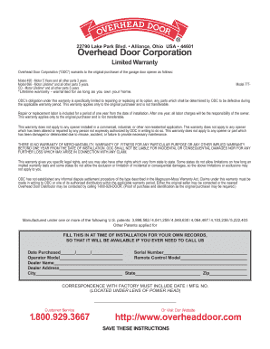 Overhead Door Corporation Limited Warranty