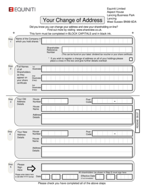 Shareholder Change of Address Form