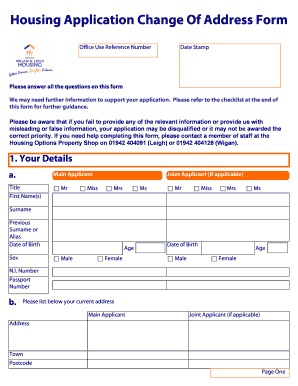 Housing Application Change of Address Form