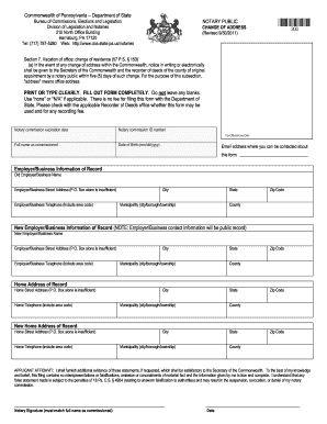 Pennsylvania Notary Public Change of Address