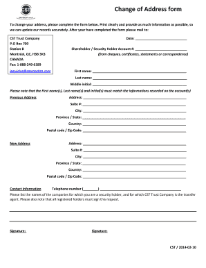 Change of Address Form