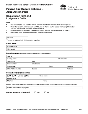 Payroll Tax Rebate Scheme Registration Form