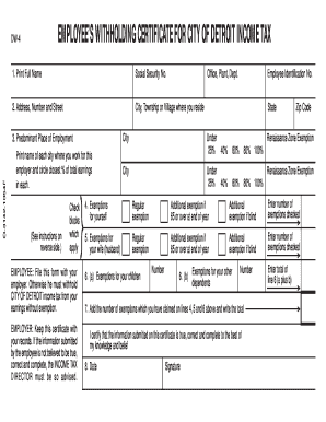 DW-4 Employee Withholding Certificate