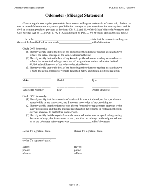 Odometer Mileage Statement