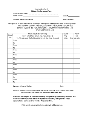 Mileage Reimbursement Form - Clemson University - clemson