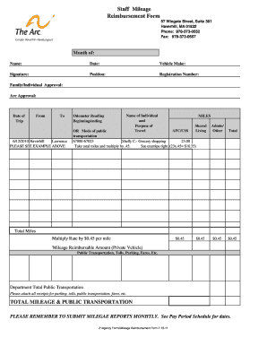 Staff Mileage Reimbursement Form - thearcofghn