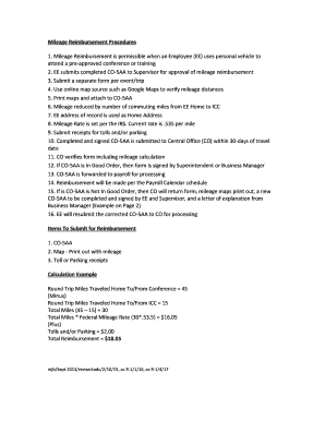 Mileage Reimbursement Form CO-5AA