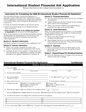International Student Financial Aid Application
