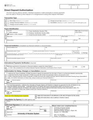 Texas Direct Deposit Authorization Form