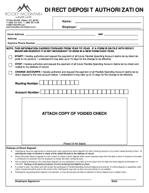 Direct Deposit Authorization Form