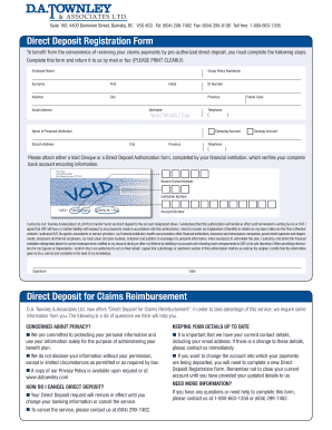 Direct Deposit Form - DA Townley &amp; Associates LTD.