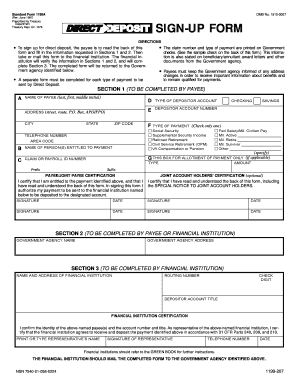 US Treasury Direct Deposit Sign-Up Form