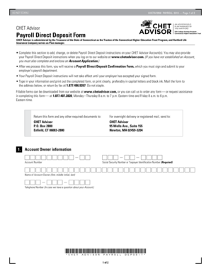CHET Advisor Payroll Direct Deposit Form