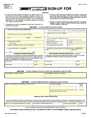 Direct Deposit Sign-Up Form SF-1199A