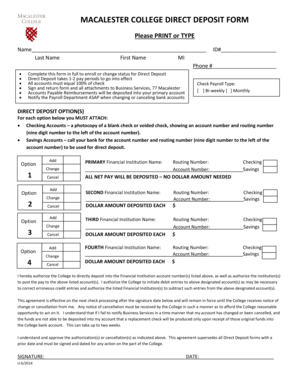 MACALESTER COLLEGE DIRECT DEPOSIT FORM - macalester