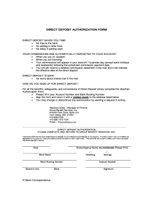 Direct Deposit Authorization Form