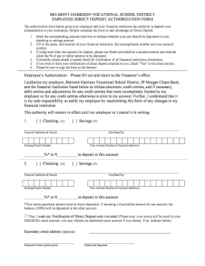 Employee Direct Deposit Authorization Form