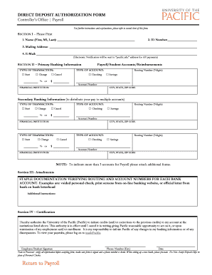 Direct Deposit Authorization Form