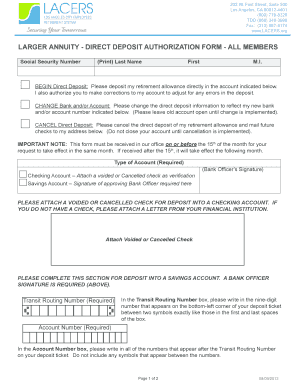 Larger Annuity Direct Deposit Authorization Form