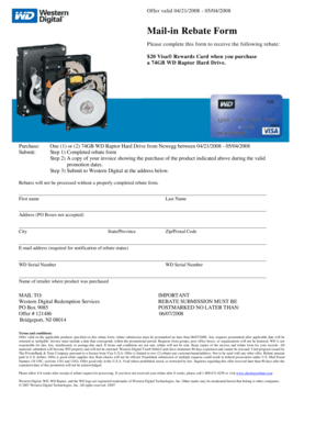 Western Digital Mail-in Rebate Form
