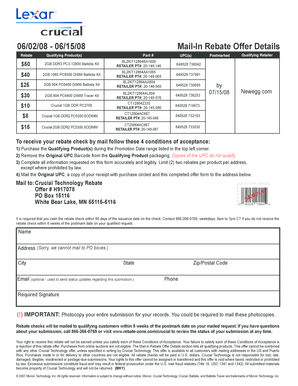 Crucial Technology Mail-In Rebate Form