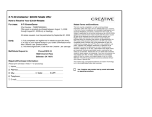 X-Fi XtremeGamer $30.00 Rebate Form