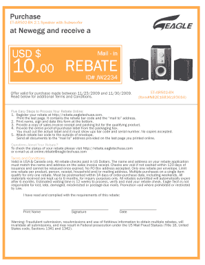 Eagle Tech Speaker Rebate Form