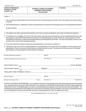 Michigan Sworn Closing Statement