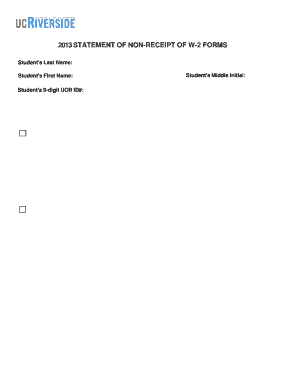 2013 Statement of Non-Receipt of W-2 Forms
