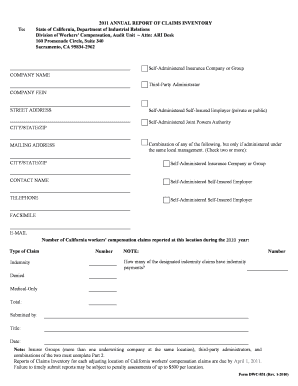 California Annual Report of Claims Inventory