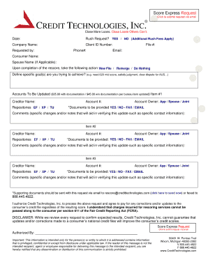 Credit Score Rescore Request Form