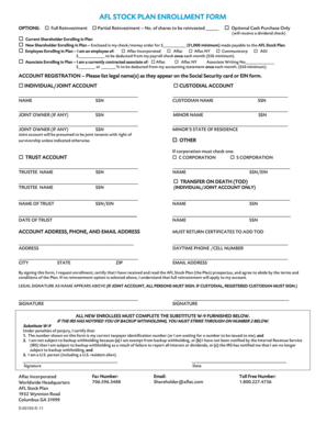 AFL Stock Plan Enrollment Form