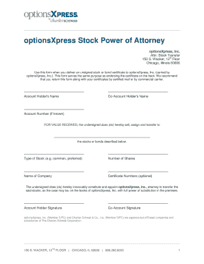 optionsXpress Stock Power of Attorney