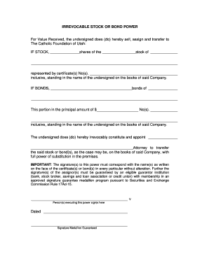 Irrevocable Stock or Bond Power