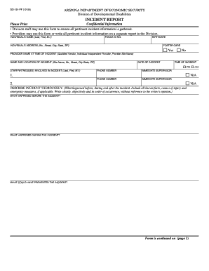 Arizona Incident Report Form