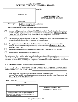 California Workers' Compensation Compromise and Release