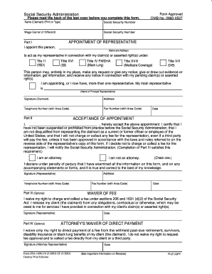 Social Security Administration Form SSA-1696-U4