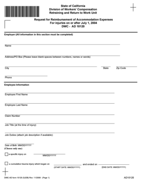 California DWC AD 10120 Form
