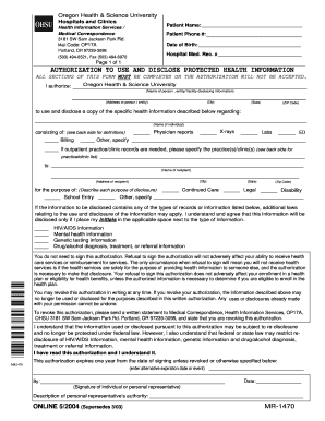 OHSU Medical Records Authorization Form