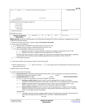 California Small Claims Proof of Service