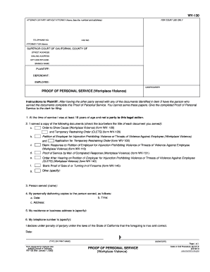 Proof of Personal Service Form WV-130